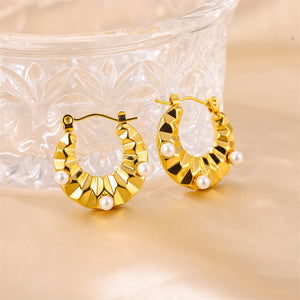 Women's Pearl C-shaped Earrings Gold-plated Jewelry