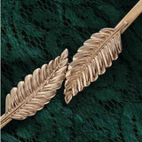 Women's Metal Leaves Chain Belt Elastic Waistband for Dress Skirt