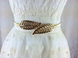 Women's Metal Leaves Chain Belt Elastic Waistband for Dress Skirt