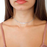 Women's Old English Name Necklace Personalized Letter Necklace 4MM Cuban Chain