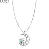 S925 Silver Hollow Star Moonlight Pendant Necklace