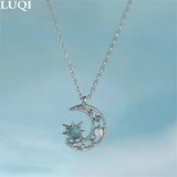 S925 Silver Hollow Star Moonlight Pendant Necklace