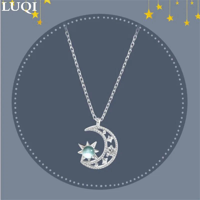 S925 Silver Hollow Star Moonlight Pendant Necklace