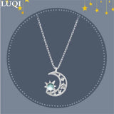 S925 Silver Hollow Star Moonlight Pendant Necklace