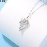 Women's S925 Silver Ice Cream Pendant Necklace