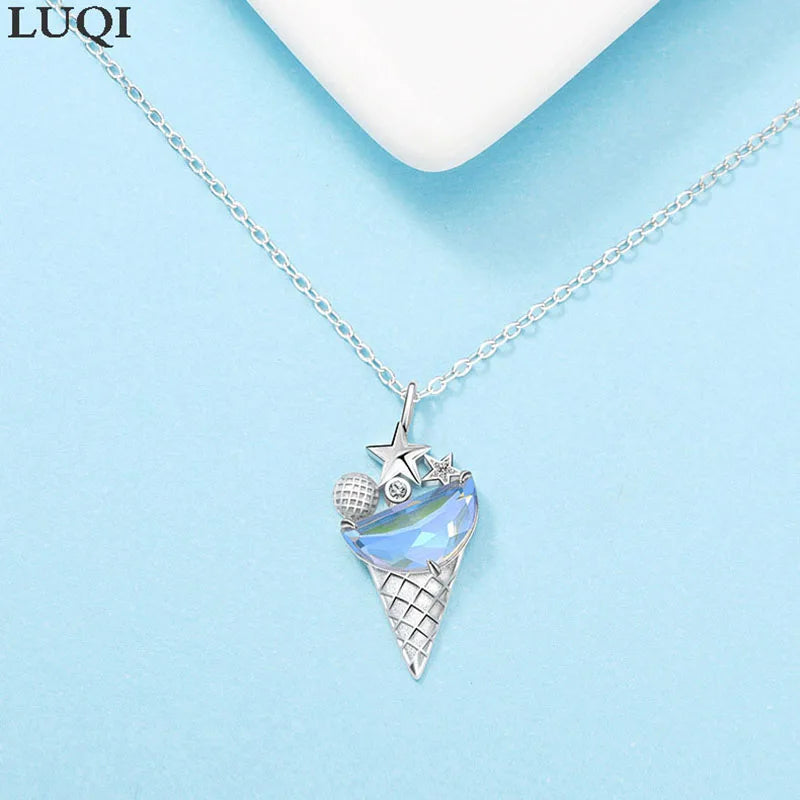 Women's S925 Silver Ice Cream Pendant Necklace