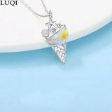 Women's S925 Silver Ice Cream Pendant Necklace