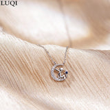 Women's S925 Silver Plated Moon Prince Pendant Necklace