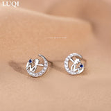 Moon Prince Stud Earrings Platinum Plated