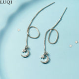 S925 Silver Plated Zircon Star Moon Stud Earrings