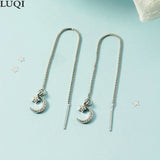 S925 Silver Plated Zircon Star Moon Stud Earrings