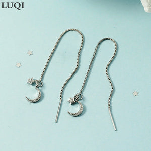 S925 Silver Plated Zircon Star Moon Stud Earrings