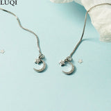 S925 Silver Plated Zircon Star Moon Stud Earrings