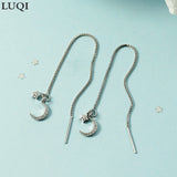 S925 Silver Plated Zircon Star Moon Stud Earrings