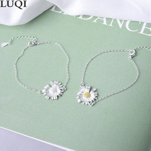 S925 Silver Sunflower Bracelet, Sweet Style