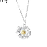 S925 Silver Sunflower Pendant Necklace