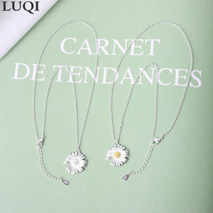 S925 Silver Sunflower Pendant Necklace