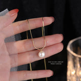 Women's S925 Silver Pearl Pendant Short Necklaces Gift