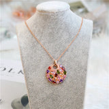 Multicolor Flower Rose Pendant Necklace Charming Zircon Jewelry