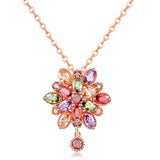 Multicolor Flower Rose Pendant Necklace Charming Zircon Jewelry