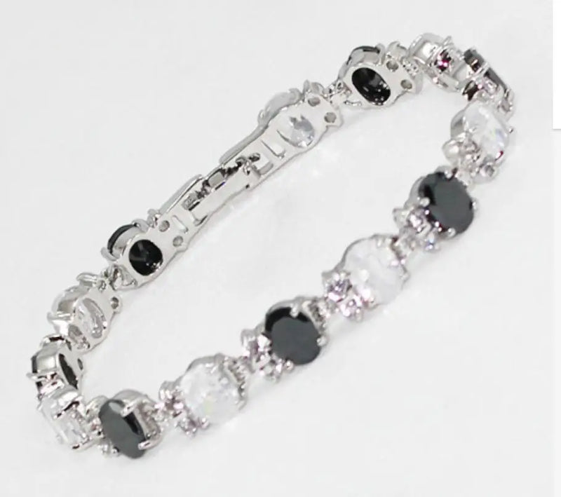 Silver Plated Round Zircon Bracelet