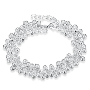 925 Silver Beads Grape Charms Bracelet Bangle for Women