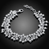 925 Silver Beads Grape Charms Bracelet Bangle for Women