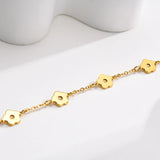 Women's Flower Chain Bracelet, Stainless Steel Link Adjustable
