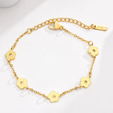 Women's Flower Chain Bracelet, Stainless Steel Link Adjustable