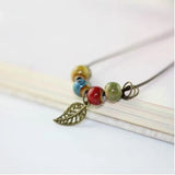 Flower Glaze Leaf Ceramic Necklace Ethnic Style Trinket