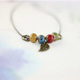 Flower Glaze Leaf Ceramic Necklace Ethnic Style Trinket