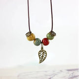 Flower Glaze Leaf Ceramic Necklace Ethnic Style Trinket