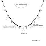 Women's Four Clover Chokers Stainless Steel Pendant Beads Crystal Chain Necklace