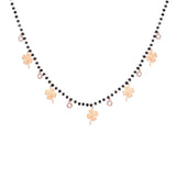 Women's Four Clover Chokers Stainless Steel Pendant Beads Crystal Chain Necklace