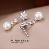 Freshwater Pearl Stud Earrings Bridal CZ Wedding Jewelry