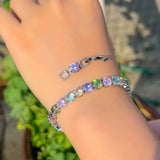 Rainbow Zircon Sterling Silver Bracelet Necklace Set