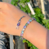 Rainbow Zircon Sterling Silver Bracelet Necklace Set