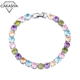 Rainbow Zircon Sterling Silver Bracelet Necklace Set