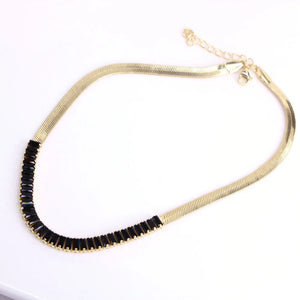 Colorful CZ Choker Necklace Rainbow Crystal Snake Zircon Tennis Chain