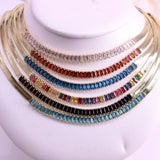 Colorful CZ Choker Necklace Rainbow Crystal Snake Zircon Tennis Chain