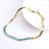 Colorful CZ Choker Necklace Rainbow Crystal Snake Zircon Tennis Chain