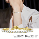 Women's CZ Chain Bracelet, Full Bright Chain, Adjustable
