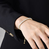Women's CZ Chain Bracelet, Full Bright Chain, Adjustable