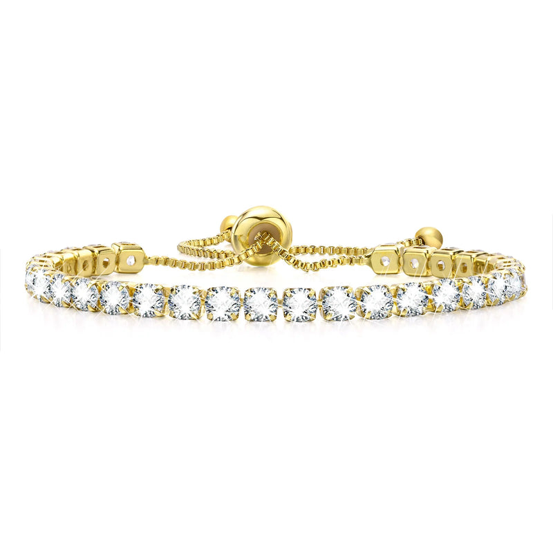 Women's CZ Chain Bracelet, Full Bright Chain, Adjustable
