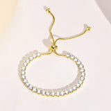 Women's CZ Chain Bracelet, Full Bright Chain, Adjustable