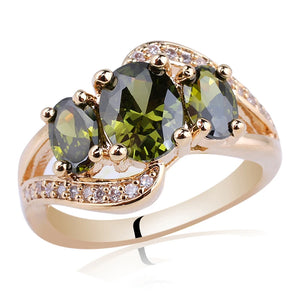 3-Stone CZ Crystal Cocktail Ring Women's Jewelry R094