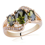 3-Stone CZ Crystal Cocktail Ring Women's Jewelry R094