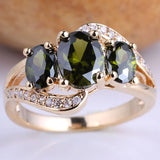 3-Stone CZ Crystal Cocktail Ring Women's Jewelry R094