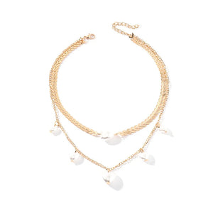 Heart Pearl Necklace Double Layered Love Pearl Necklace