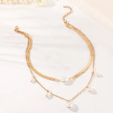Heart Pearl Necklace Double Layered Love Pearl Necklace